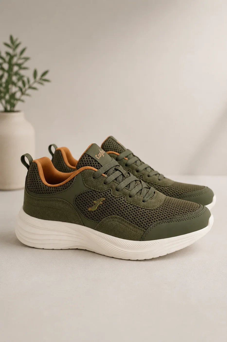 Ténis casual Masculino Confort em Green Kaki Cod. 814 | definne
