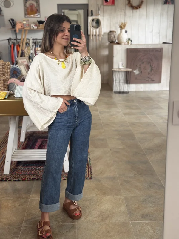 Crop coton écru  | Les bohemiennes Le Bouscat