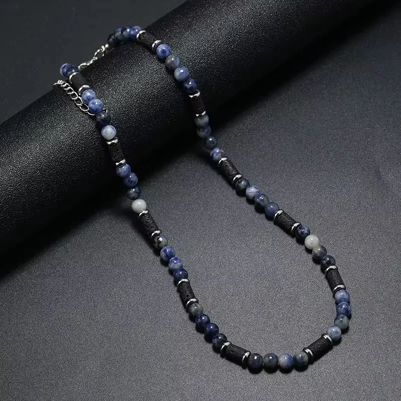 Collier en Lapis lazuli & pierres de lave , unisexe 6MM  | KingStone2.0