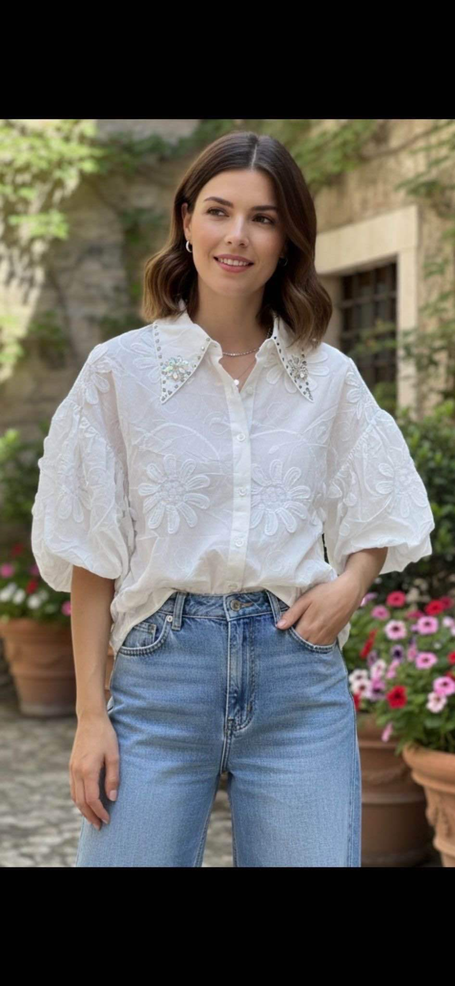 Chemise coton brodée  | Equipement Mondial
