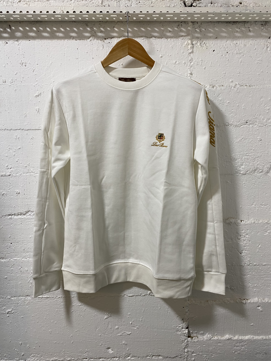 Loro Piano Cotton Sweater White With Writing Loro Piano | MASSIMOLUXURYOUTLET