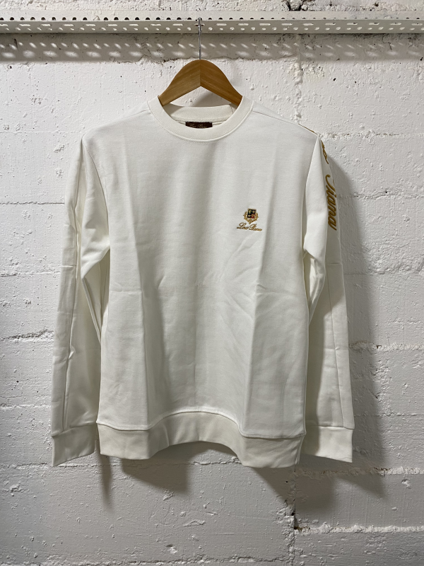 Loro Piano Cotton Sweater White With Writing Loro Piano | MASSIMOLUXURYOUTLET