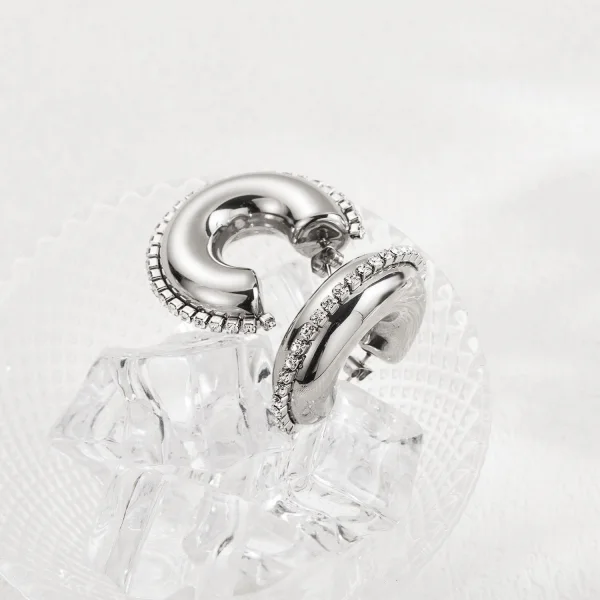 Rhinestone Hoops Silver | 💖 𝕄𝕠𝕕𝕖𝕝 𝔻𝕠𝕝𝕝 💖