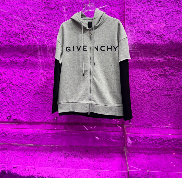 Givenchy Hoodie With Zip Grey and Black | MASSIMOLUXURYOUTLET