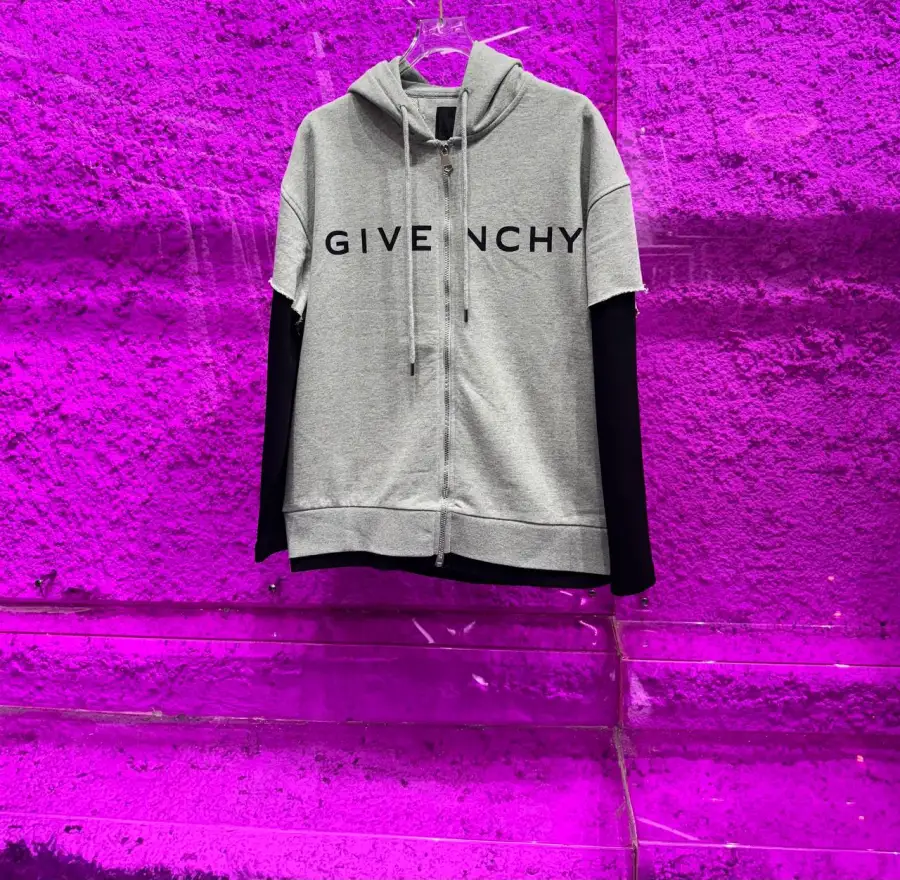 Givenchy Hoodie With Zip Grey and Black | MASSIMOLUXURYOUTLET
