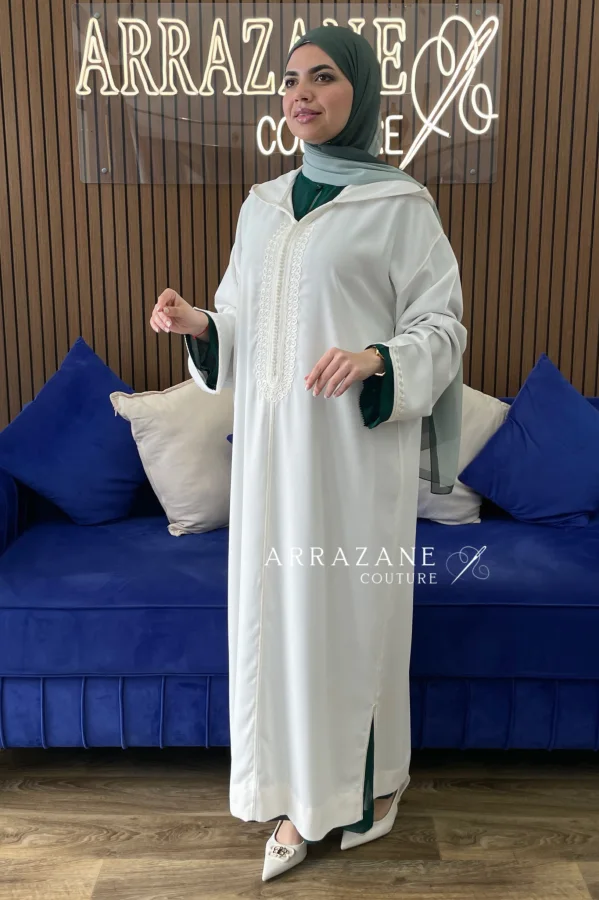 Djellaba Crêpe Zwak Lamallam Blanc | CasaZaz