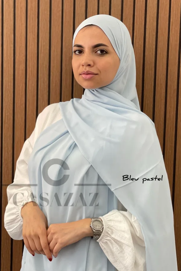 Châle Crêpe Uni Bleu Pastel | CasaZaz