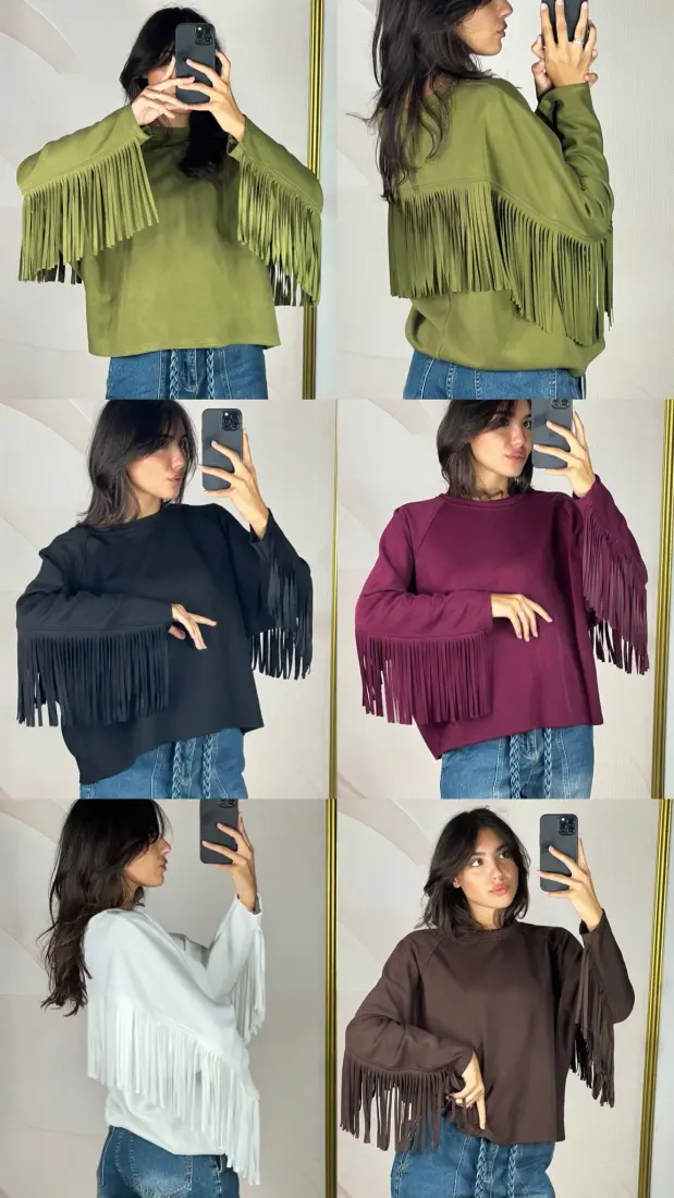 Felpa con frange donna | ELIS MODA
