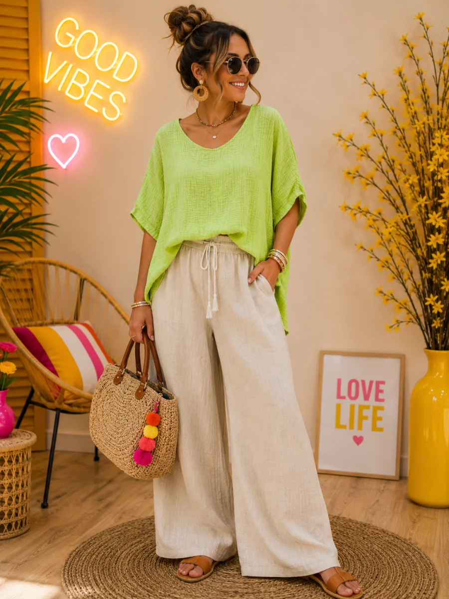 Blouse "coquelicot " verte 38 au 48 | Les Chics Filles by Sab