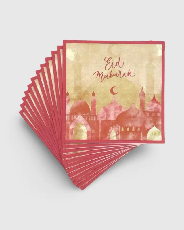 LOTS 6 SERVIETTES EN PAPIER EID - MOSQUÉE ROUGE (33x33CM) | AMCOSMETIK