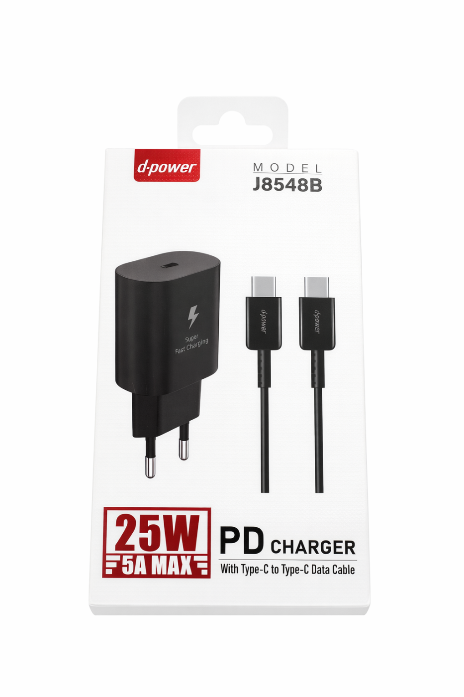 Prise PD 25W + Cable Type-C vers Type-C Noir Chargeur Complet J8548 | Beauty phone 