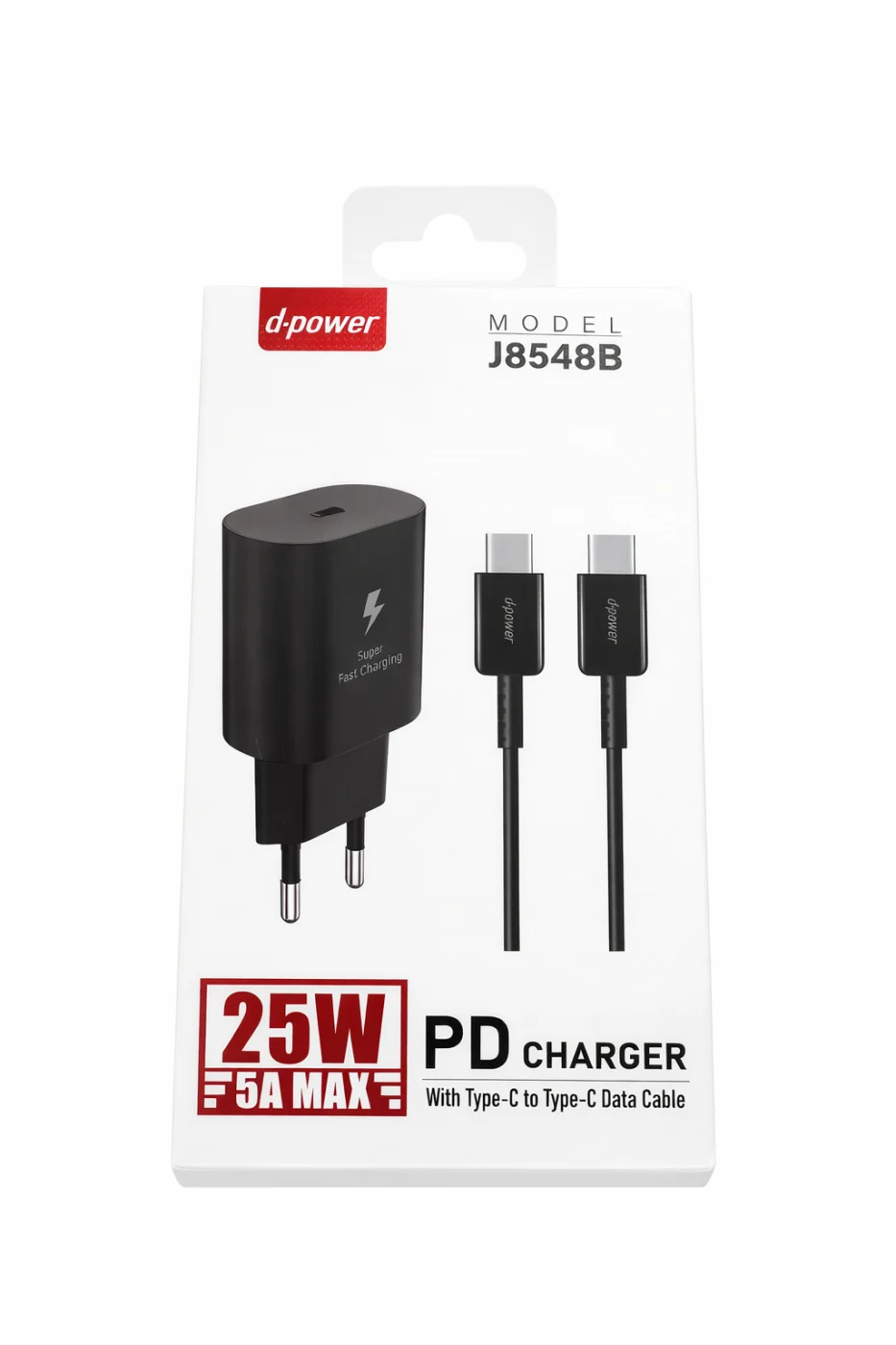 Prise PD 25W + Cable Type-C vers Type-C Noir Chargeur Complet J8548 | Beauty phone