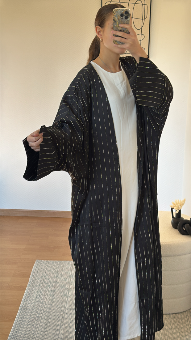 Kimono à strass noir AMIRA  | AYRA Prêt-à-porter