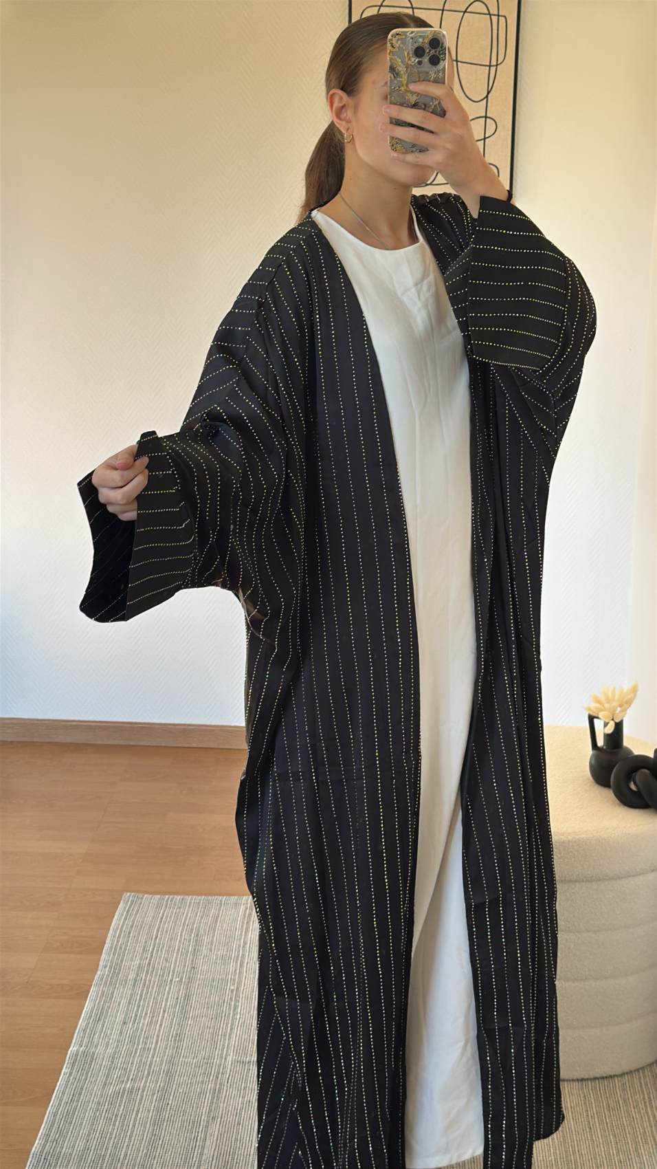 Kimono à strass noir AMIRA  | AYRA Prêt-à-porter