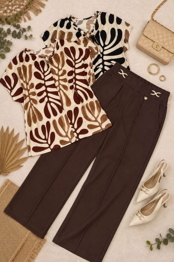Blusa Malha Fria com Detalhe Dourado | Sublime Moda Feminina