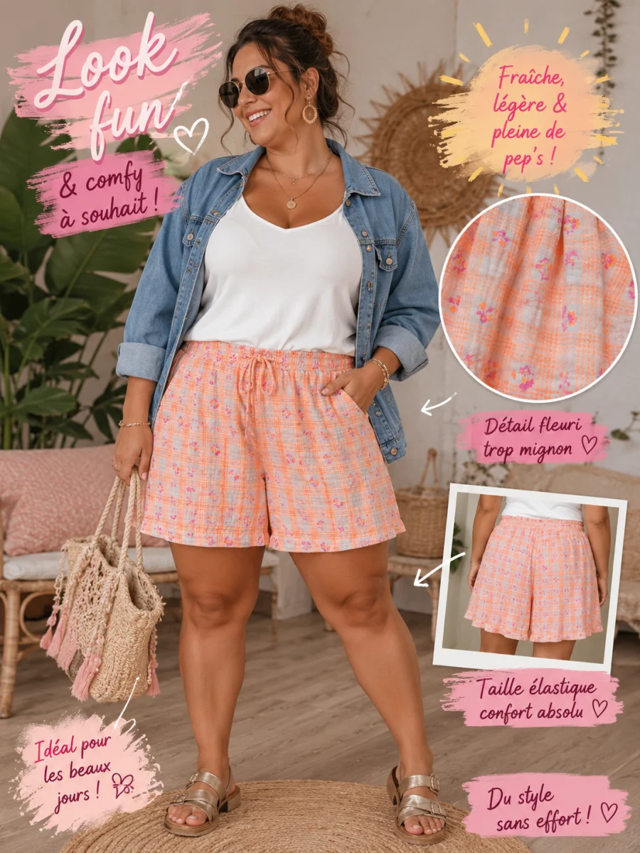Short " playa" orange 36 au 46 | Les Chics Filles by Sab