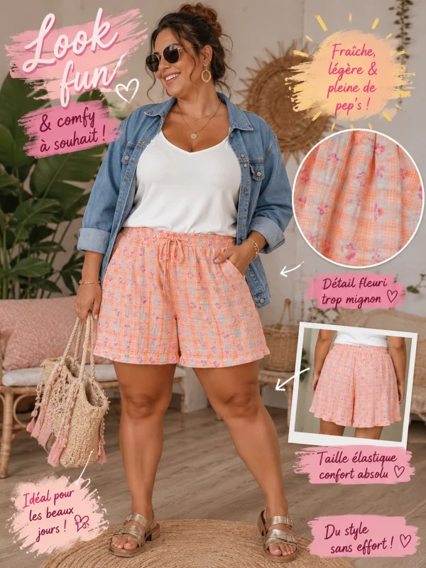 Short " playa" orange 36 au 46 | Les Chics Filles by Sab