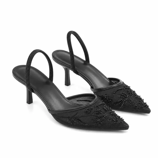 Slingbacks résille brodée bout pointu | Deal Only One