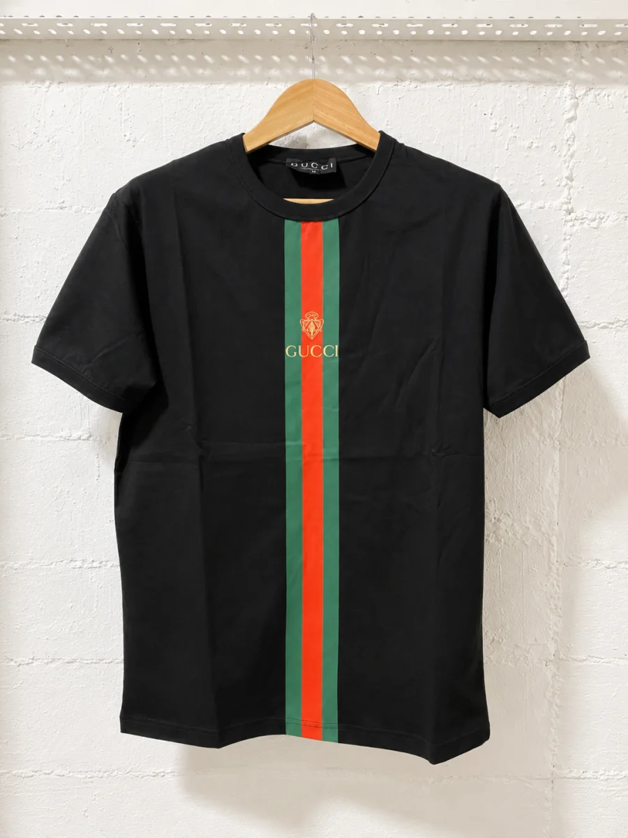Gucci Firenze 1921 Web Stripe Logo T-Shirt Black | 