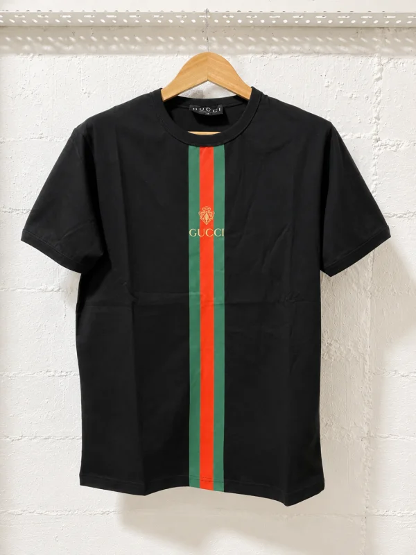 Gucci Firenze 1921 Web Stripe Logo T-Shirt Black | 