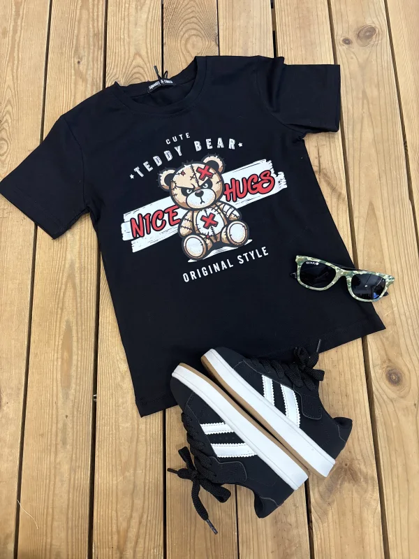 Tee shirt noir Nice Hugs  | Lena in Love 