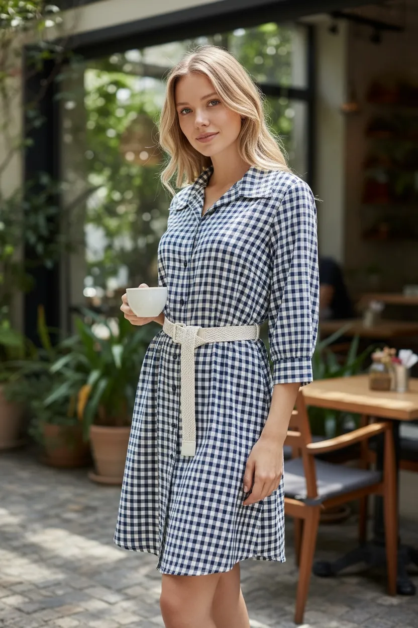 VESTIDO XADREZ COM CINTO | Pickbeauty