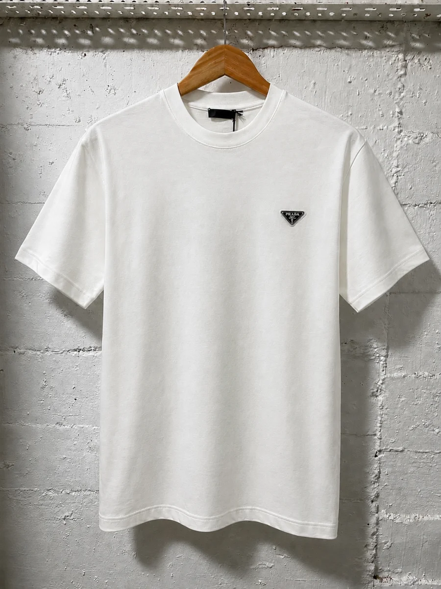 Prada Milano T-Shirt Triangle Logo White | 