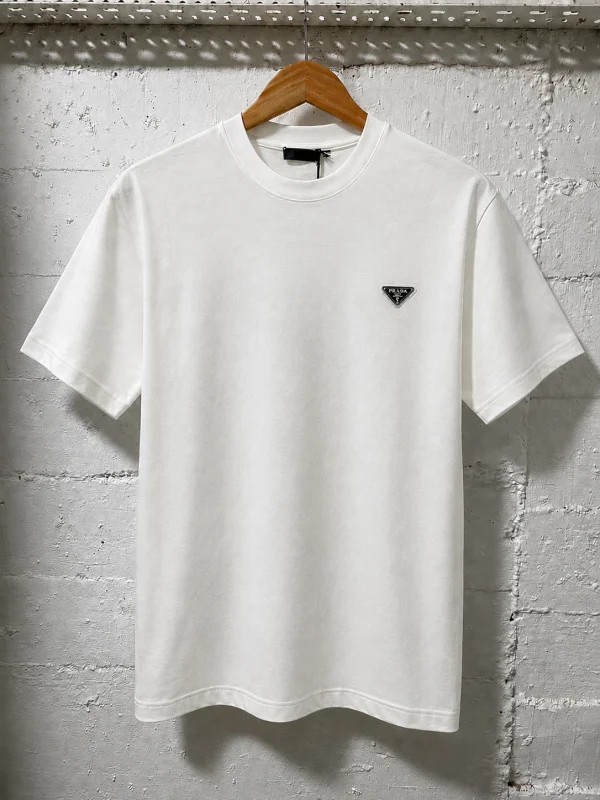 Prada Milano T-Shirt Triangle Logo White | 