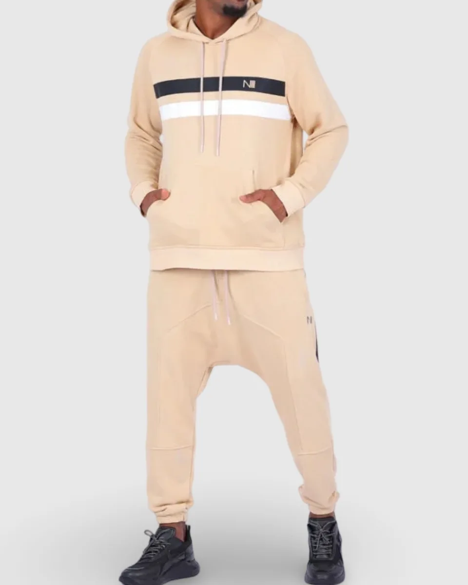 ENSEMBLE JOGGING HARVARD 2 BEIGE - SWEAT CAPUCHE ET PANTALON - NIII   | AMCOSMETIK