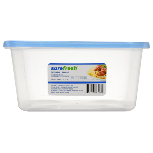 Sure Fresh Square Plastic Food Storage Containers with Lids, 128.5 oz. | Home & Kitchen Delights
