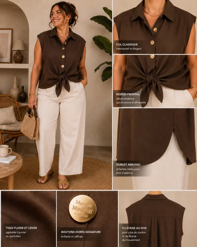Chemisier " caro" 40 au 52 marron  | Les Chics Filles by Sab 