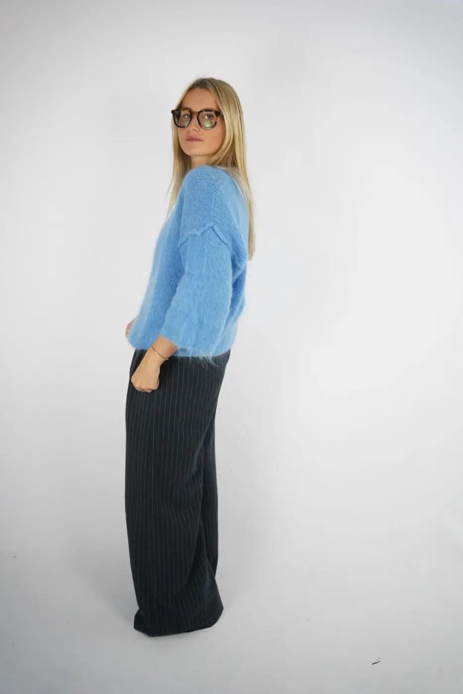 Round-Neck Sweater with Wide Three-Quarter Sleeves | Salsa Color