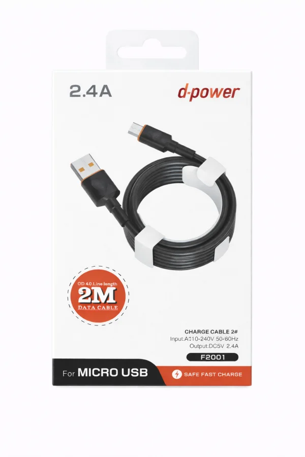 CÂBLE MICRO USB (2M) F2001 | Beauty phone 