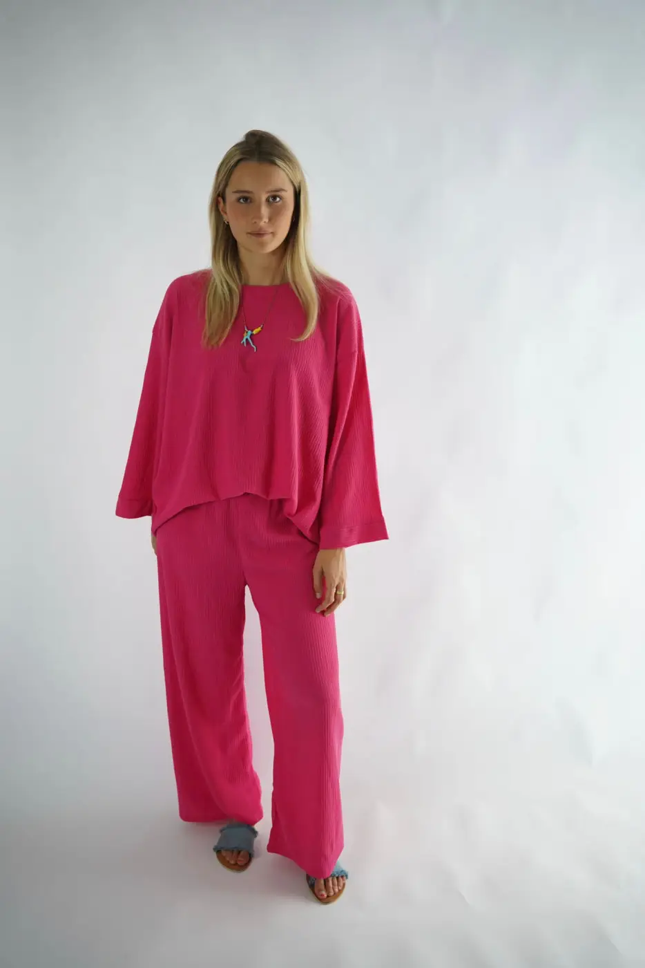 Loose Round Neck Set | Salsa Color