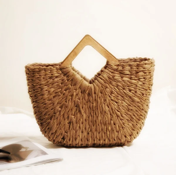 CAPETOWN Straw Weave Handbag with Gold Accents | 💖 𝕄𝕠𝕕𝕖𝕝 𝔻𝕠𝕝𝕝 💖