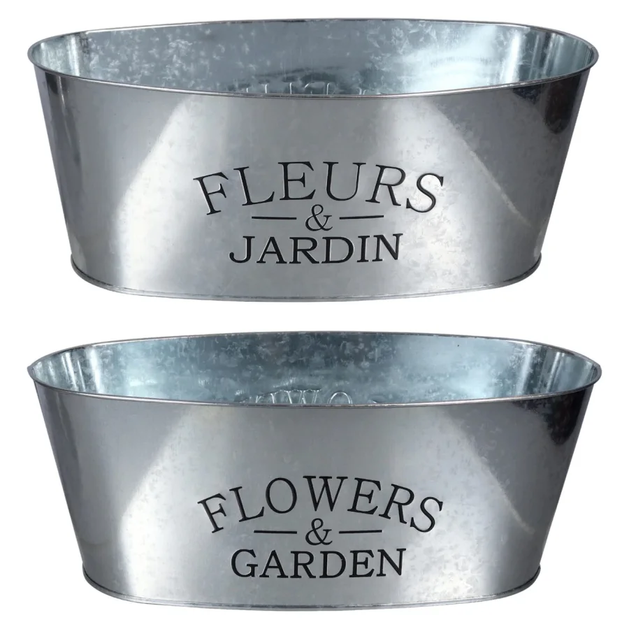 Garden Collection Galvanized Metal Oval-Shaped Planters, 10.5x5.5x4 in | Home & Kitchen Delights