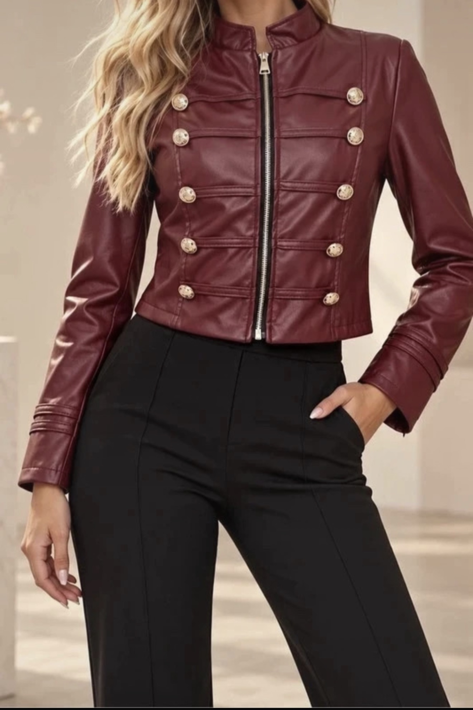 CHAQUETA MILITAR BURDEOS | Outfit Deluxe