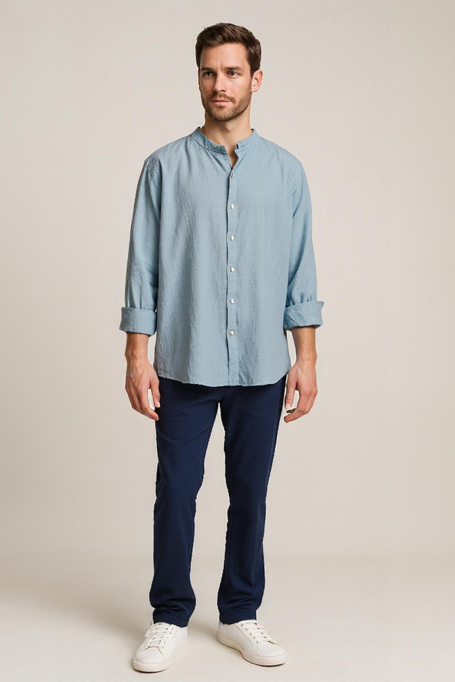 Camicia Uomo Estiva Collo alla Coreana - Avio | GIMARK