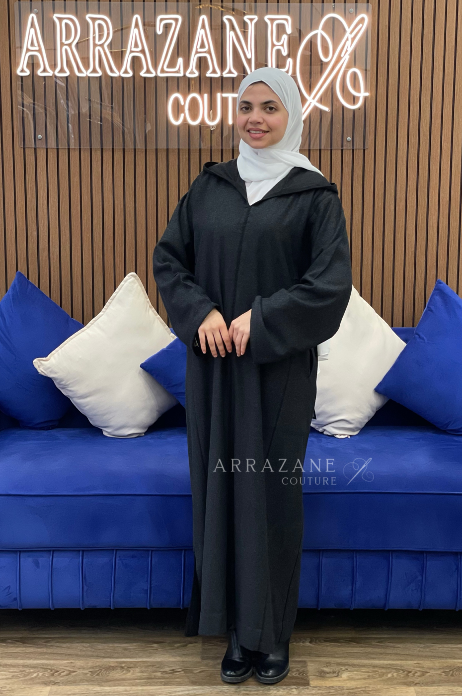 Djellaba Cachemire Noir Gris | CasaZaz