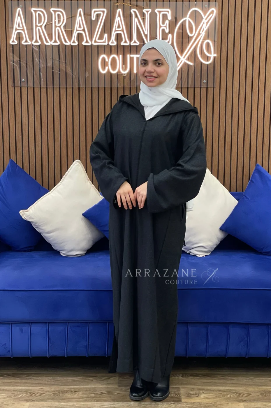 Djellaba Cachemire Noir Gris | CasaZaz