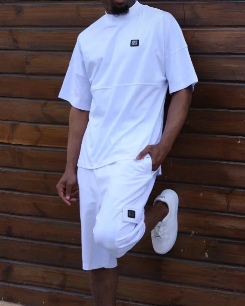 ENSEMBLE ACTUAL ÉTÉ BLANC - T-SHIRT OVERSIZE ET SHORT - NIII | AMCOSMETIK