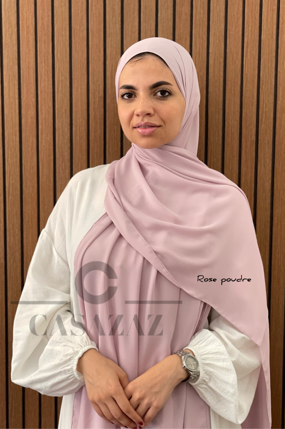 Châle Crêpe Uni Rose Poudre | CasaZaz