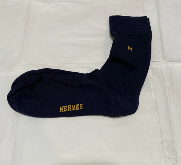Hermes Paris Cotton Socks Dark Blue  | MASSIMOLUXURYOUTLET