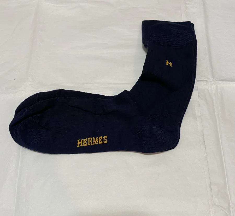 Hermes Paris Cotton Socks Dark Blue  | MASSIMOLUXURYOUTLET
