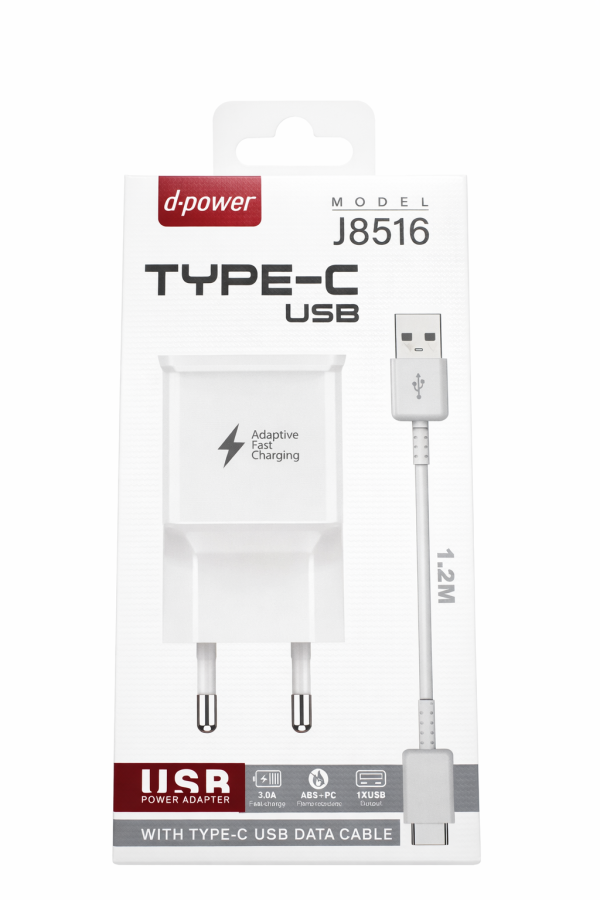 Prise secteur + câble TypeC J8516 | Beauty phone 