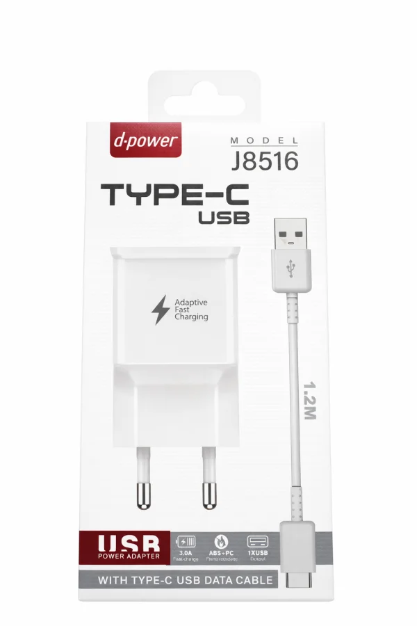 Prise secteur + câble TypeC J8516 | Beauty phone 
