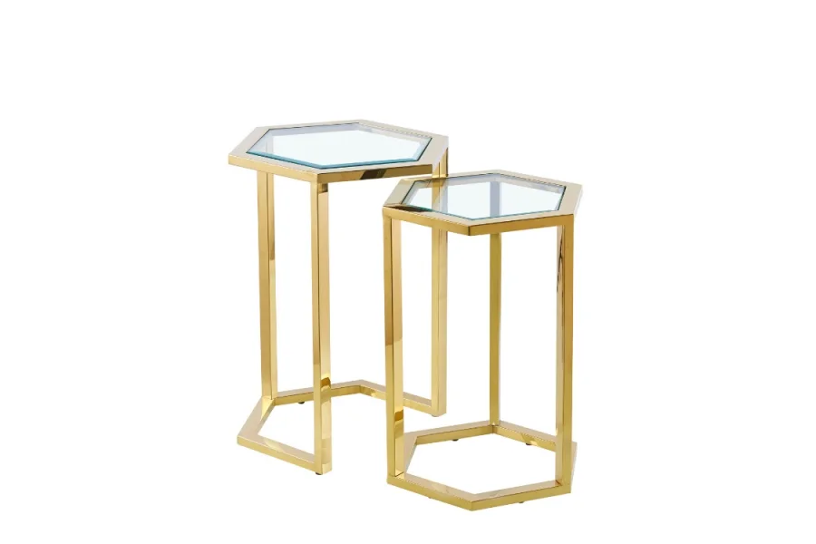 Gueridon gigogne hexagona gold | MULTI-AFFAIRES