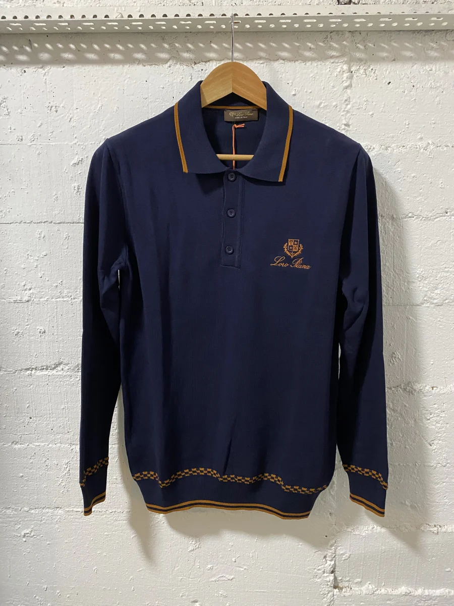 Loro Piano Cotton Polo Sweater Blue  | MASSIMOLUXURYOUTLET