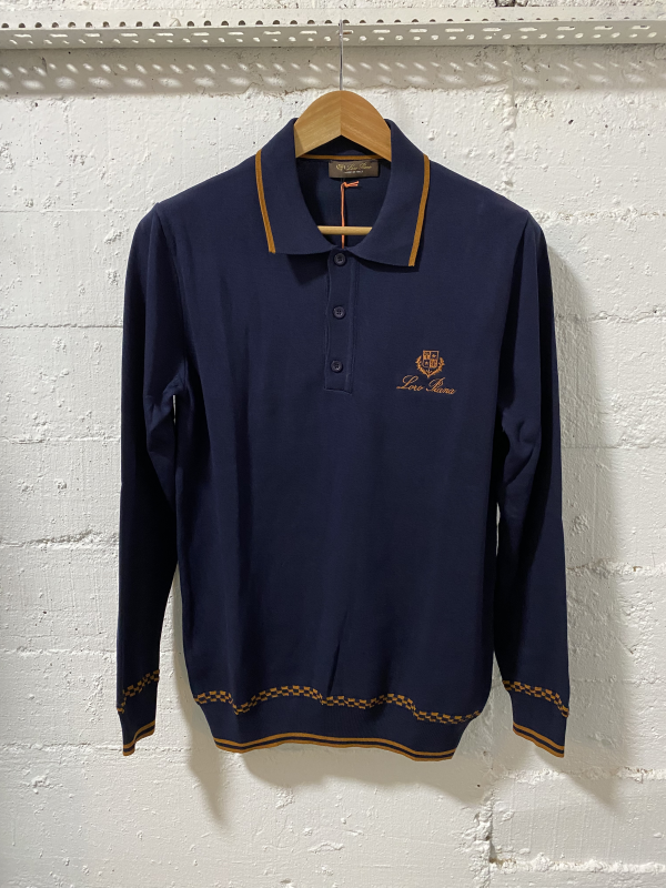 Loro Piano Cotton Polo Sweater Blue  | MASSIMOLUXURYOUTLET