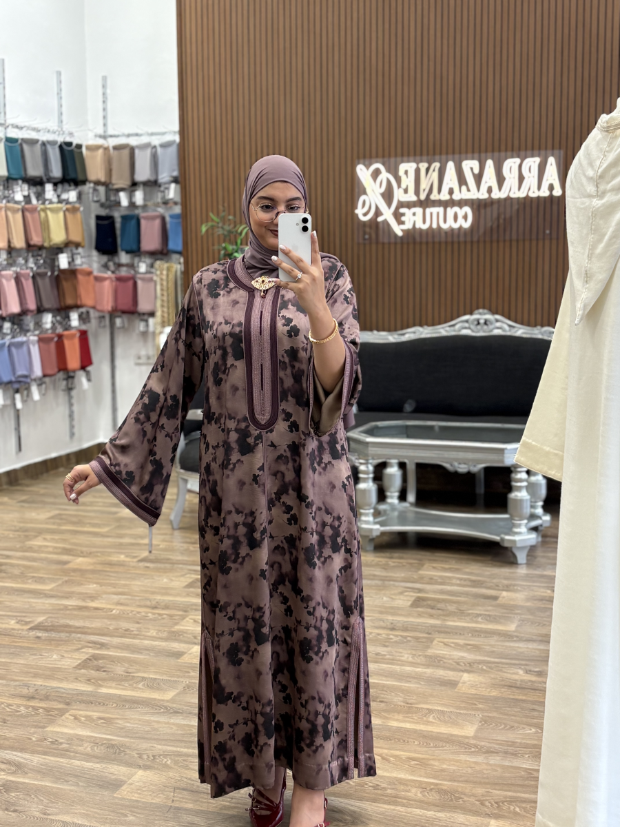 Caftan imprime mauve derss | CasaZaz